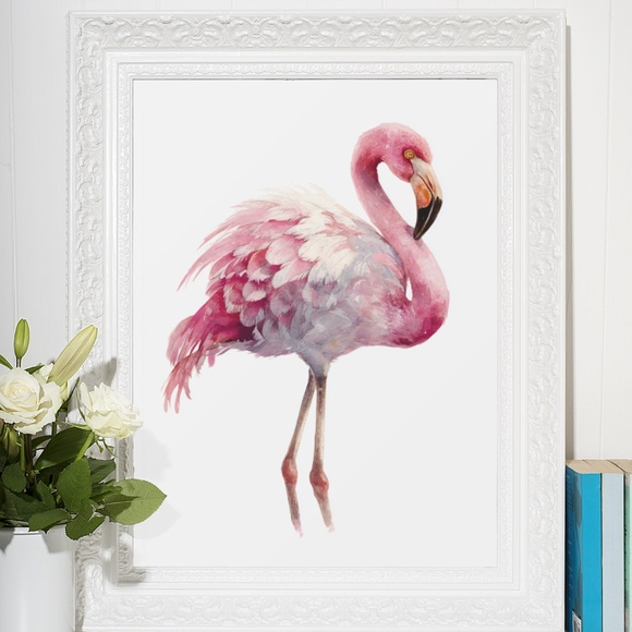 Watercolor Flamingo Wall Art Print, Unframed - Vibrant Tropical Elegance - Picture 7 of 7